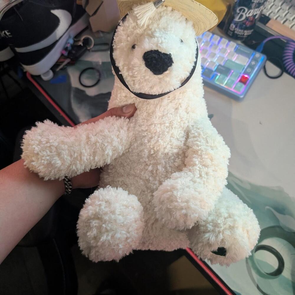 Cute white teddy bear plush
